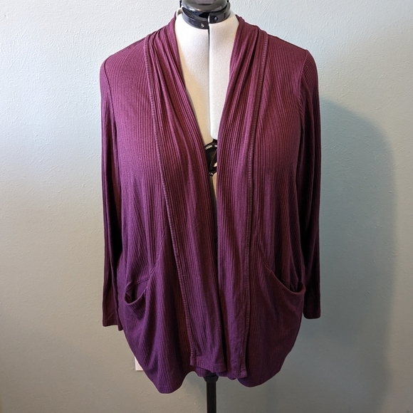 Lane Bryant Purple Ribbed Knit Cardigan Size 22/24 - Picture 2 of 5